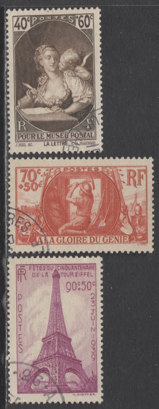 Lot 278 France SC#B82/B92 1939 Semipostals, A VF Used Range Of Singles, 2017 Scott Cat. $20 USD, Click on Listing to See ALL Pictures