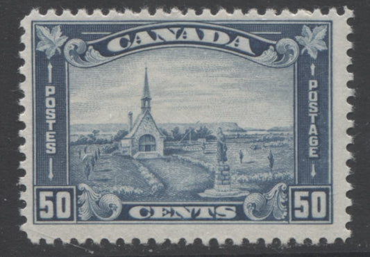 Lot 279 Canada #176 50c Dull Blue Shade Acadian Memorial Church, 1930-1935 Arch/Leaf Issue, A Fine OG Single With Light Cream Gum