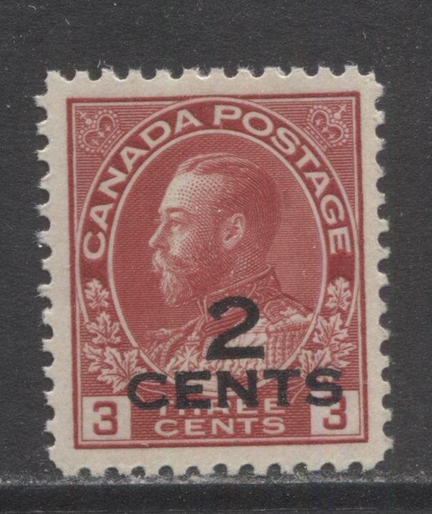 Lot 280 Canada #140 2c on 3c Carmine King George V, 1926 Admiral Provisional Issue, A VFNH Single