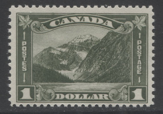 Lot 280 Canada #177 $1 Dark Olive Green Mt Edith Cavell, 1930-1935 Arch/Leaf Issue, A Fine OG Single With Light Cream Gum