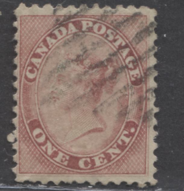 Lot 28 Canada #14viii 1c Deep Rose Queen Victoria, 1859-1864 First Cents Issue, A Good Used Single With A Light Horizontal Crease, Perf 12 x 11.75