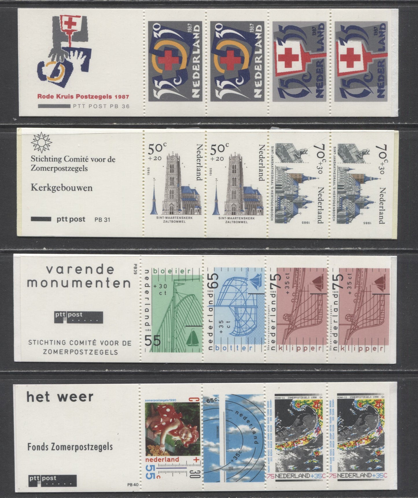 Lot 28 Netherlands SC#B614a/B652a 1985-1990 Semipostals, A VFNH Range Of Complete Booklets, 2017 Scott Cat. $18 USD, Click on Listing to See ALL Pictures