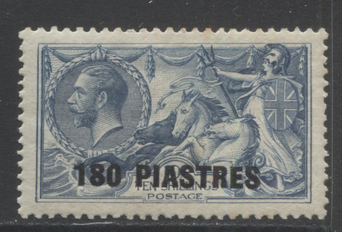 Lot 28 British Levant SC#64 180pt Overprinted On 10sh Deep Gray Blue 1921 Bradbury Wilkinson Seahorse Issue, A VFOG Example, Click on Listing to See ALL Pictures