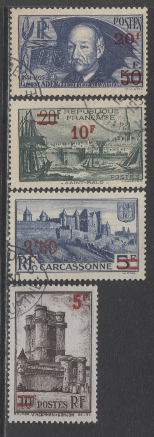 Lot 281 France SC#411-414 1940-1941 Commemoratives, A VF Used Range Of Singles, 2017 Scott Cat. $41.4 USD, Click on Listing to See ALL Pictures