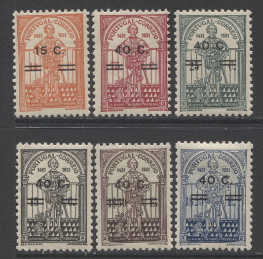 Lot 156 Portugal SC#549-554 1933 Surcharged Nuno Alvares Periera Issue, A Mostly VFOG Complete Set, 2022 Scott Classic Cat $29.75 USD