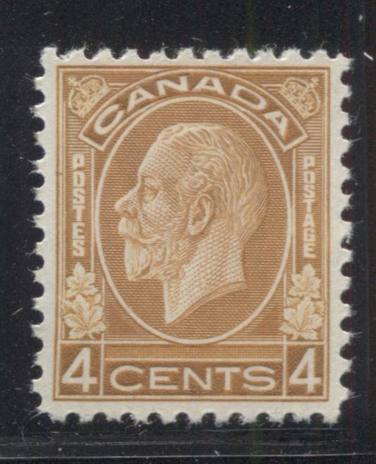 Lot 282 Canada #198i 4c Brownish Ochre King George V, 1932 Medallion Issue, A VFNH Single, Cream Gum