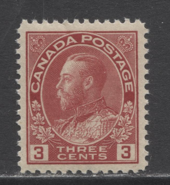 Lot 283 Canada #109 3c Light Carmine Red (Carmine) King George V, 1911-1925 Admiral Issue, A VFNH Single, Die 1