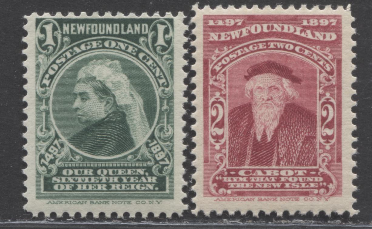 Lot 283 Newfoundland #61-62 1c & 2c Deep Green & Carmine Lake Queen Victoria & John Cabot, 1897 Discovery Of Newfoundland Issue, 2 F/VFNH Singles