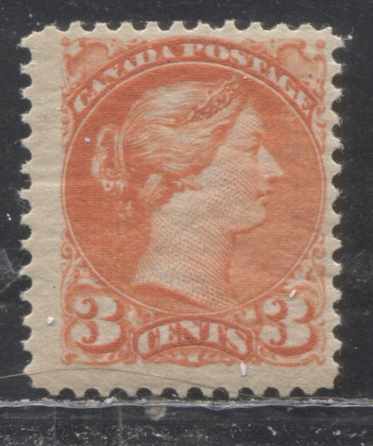 Lot 283 Canada #41 3c Bright Orange Vermilion Queen Victoria, 1870-1897 Small Queen Issue, A Fine NH Example Second Ottawa Printing on Newsprint-Like Paper, Perf. 12 x 12.2