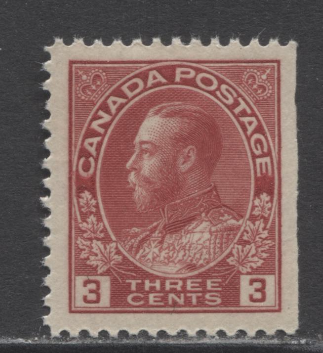 Lot 284 Canada #109 3c Pale Carmine Red (Carmine) King George V, 1911-1925 Admiral Issue, A VFNH Right Sheet Margin Single, Die 1