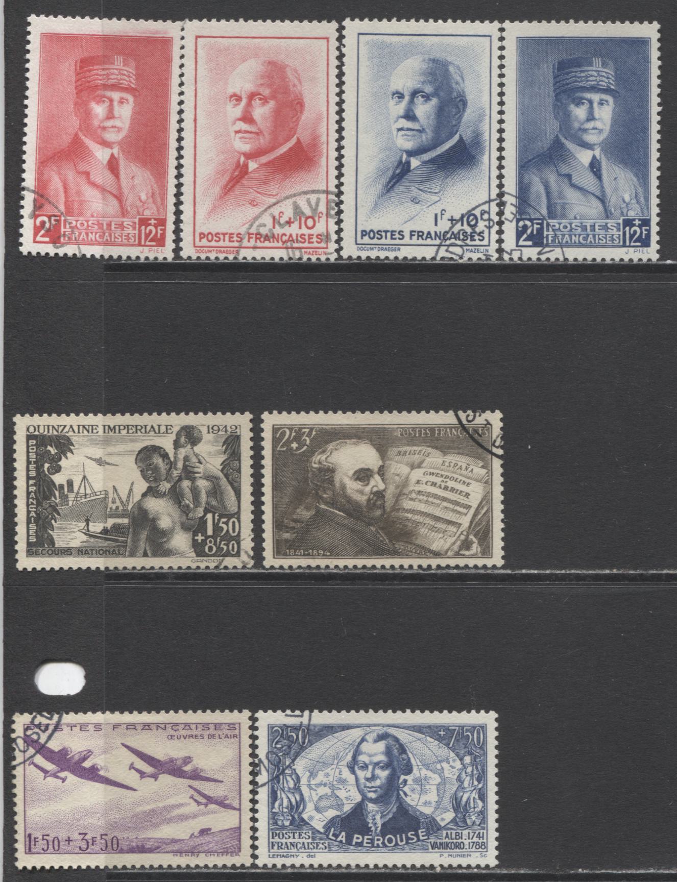 Lot 284 France SC#B129/B151 1942-1943 Semipostals, A VF Used Range Of Singles, 2017 Scott Cat. $17.15 USD, Click on Listing to See ALL Pictures