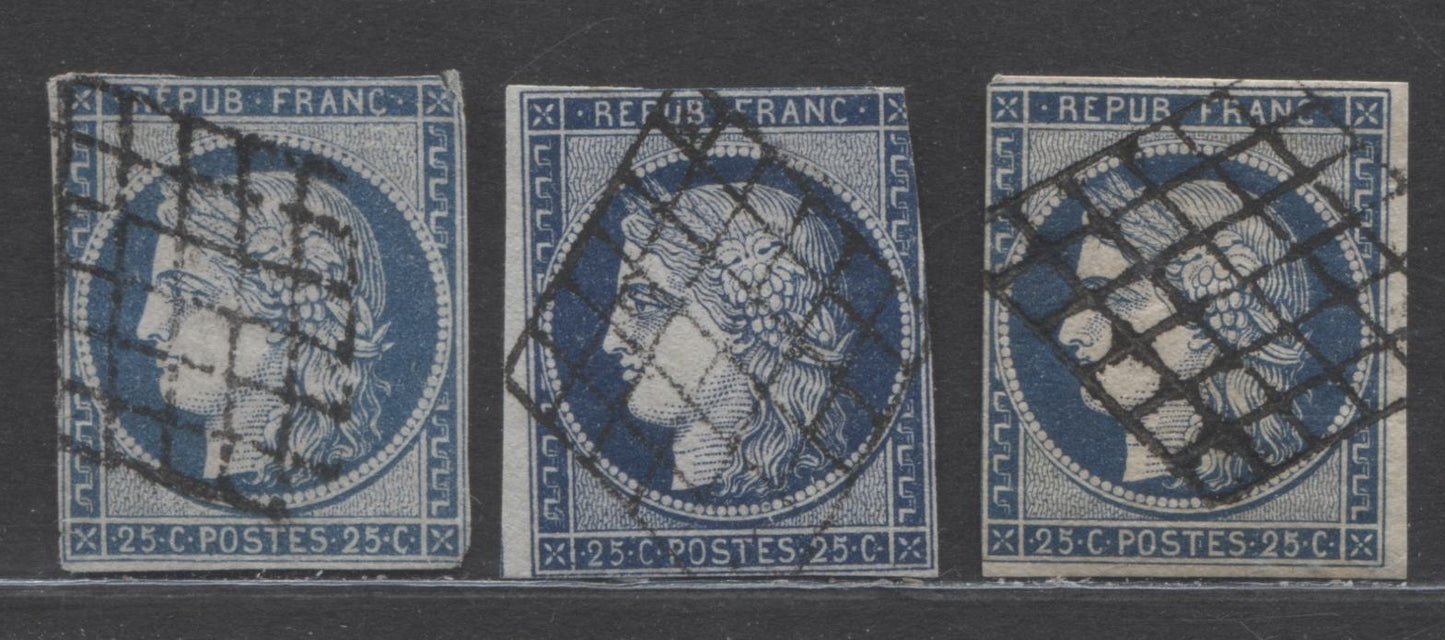 Lot 286 France SC#6-6b 1849-1850 Ceres Head Definitive Issue, A Good Used Range Of Singles, 2022 Scott Classic Cat. $100 USD, Net Est. $15, Click on Listing to See ALL Pictures