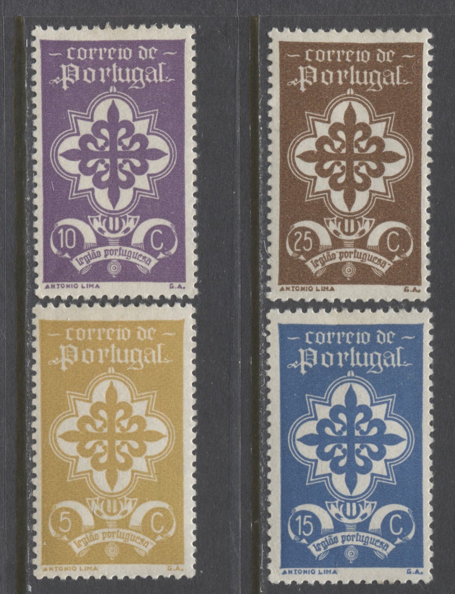 Lot 161 Portugal SC#579-582 1940 Portuguese Legion Issue, a VFOG Short Set (Other Values Offered as Lot 289 and 290), 2022 Scott Classic Cat $20.90 USD