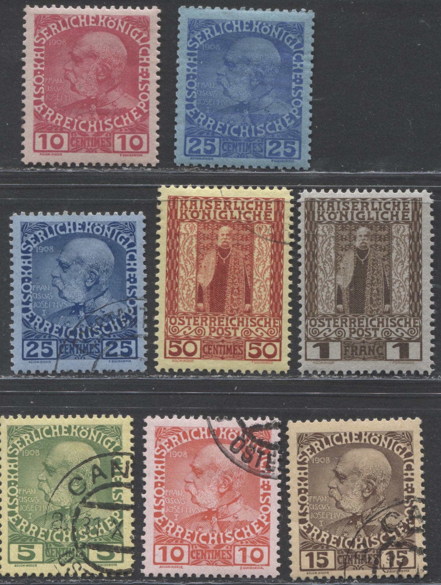 Lot 288 Greece - Austrian Offices In Crete SC#15-22 1908-1914 Franz Joseph Definitives, A VF CTO & OG Range Of Singles, 2022 Scott Classic Cat.$17.45 USD, Click on Listing to See ALL Pictures