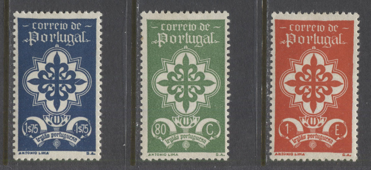 Lot 163 Portugal SC#584-586 1940 Portuguese Legion Issue, a VFOG Partial Set (Other Values Offered as Lot 288 and 289), 2022 Scott Classic Cat $59.10 USD