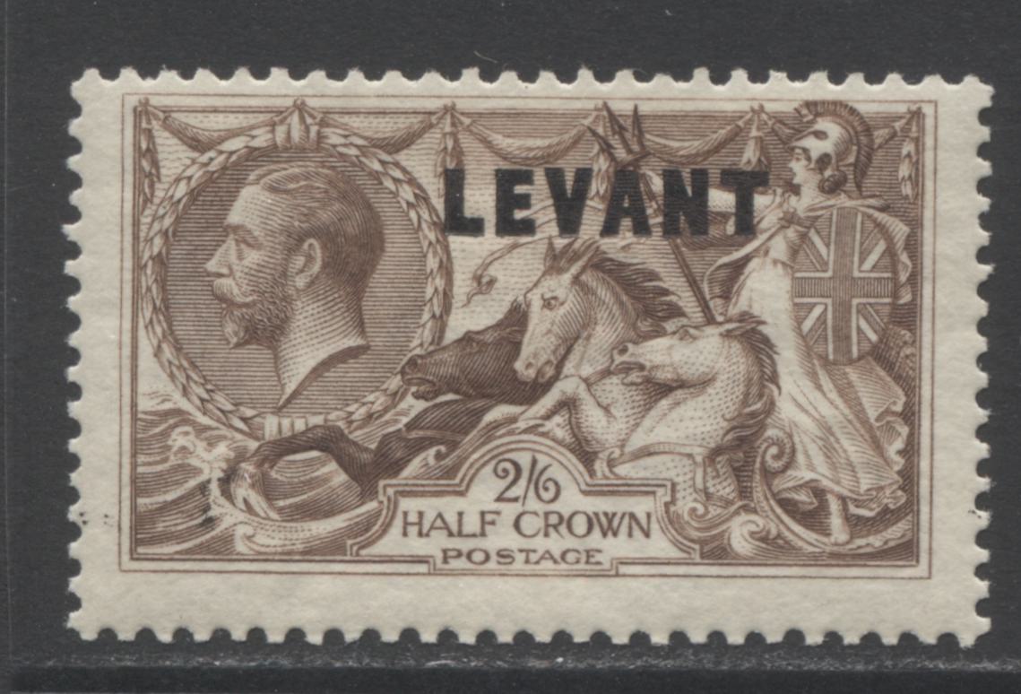 Lot 29 British Levant SC#62 2/6 Reddish Brown 1921 Bradbury Wilkinson Seahorse Issue, A FOG Example, Click on Listing to See ALL Pictures