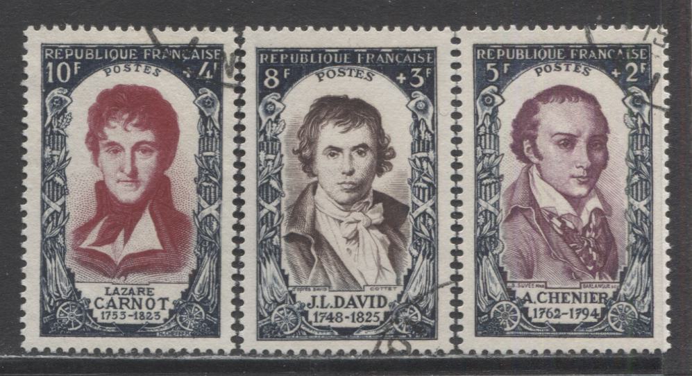 Lot 291 France SC#B249-B251 1950 Portraits Semipostals, A VF Used Range Of Singles, 2017 Scott Cat. $31 USD, Click on Listing to See ALL Pictures