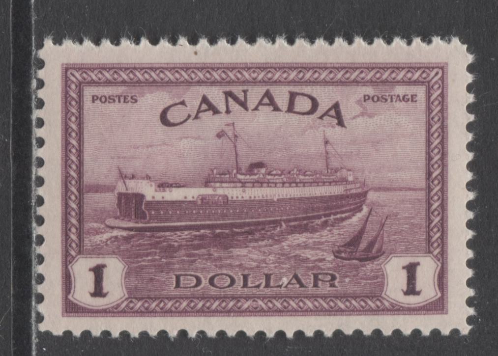 Lot 291 Canada #273 $1 Red Violet Train Ferry, 1946 Peace Issue, A VFNH Single On Horizontal Wove Paper With Cream Gum