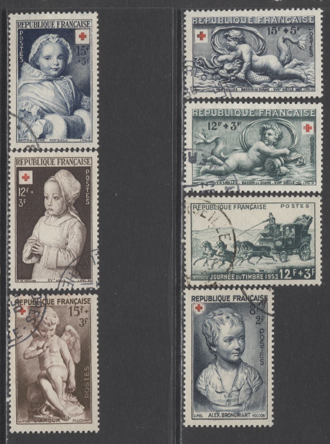 Lot 294 France SC#B255/B274 1950-1952 Semipostals, A VF Used Range Of Singles, 2017 Scott Cat. $26.5 USD, Click on Listing to See ALL Pictures