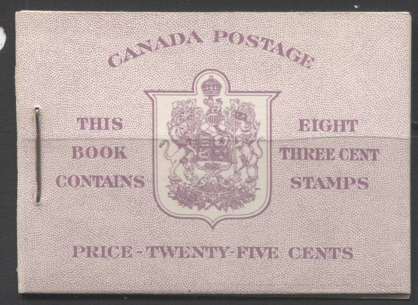 Lot 295 Canada #BK40a 1949-1952 Postes-Postage Issue, Complete 25¢ English Booklet, Ribbed Paper, Type II Covers, Harris Front Cover IIf, Back Cover Type Caiv, 7c and 5c Rates