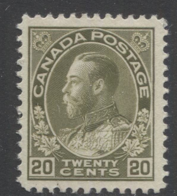 Lot 295 Canada #119 20c Deep Gray Olive King George V, 1911-1925 Admiral Issue, A VFOG Single, Dry Printing With Normal Frameline