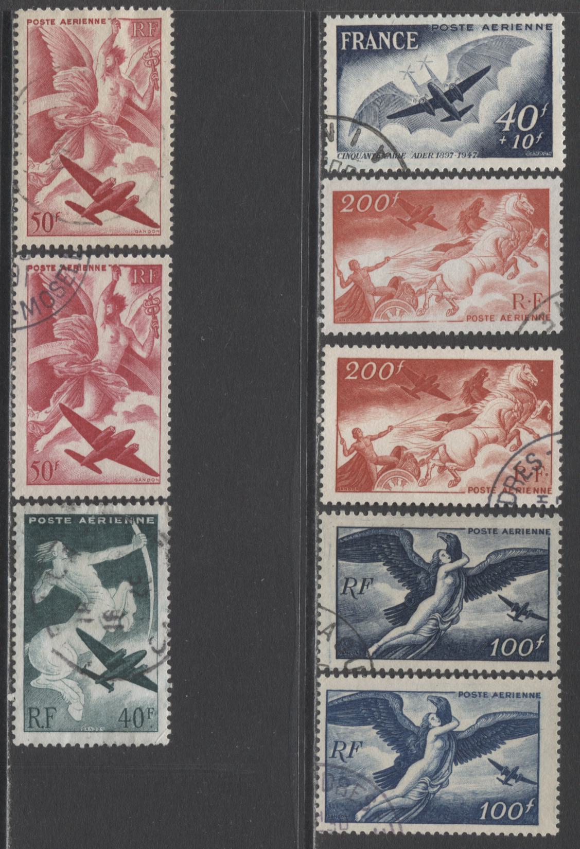 Lot 296 France SC#C18/CB3 1947-1947 Airmails & Semipostal Airmails, A VF Used Range Of Singles, Including Shade Variations, 2017 Scott Cat. $13.25 USD, Click on Listing to See ALL Pictures