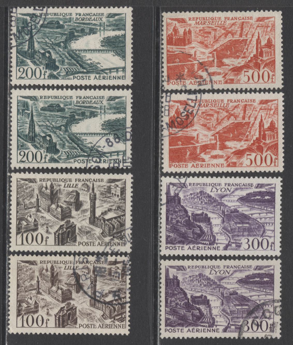 Lot 298 France SC#C23-C26 1947-1959 Airmails, A VF Used Range Of Singles, Including Additional Shades, 2017 Scott Cat. $33.8 USD, Click on Listing to See ALL Pictures