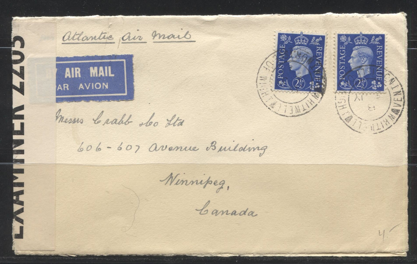 Lot 300 Great Britain, 1940's Censored & Uncensored Airmail Covers To Canada & Florida, Franked With 5d Rates Between 1941 & 1943