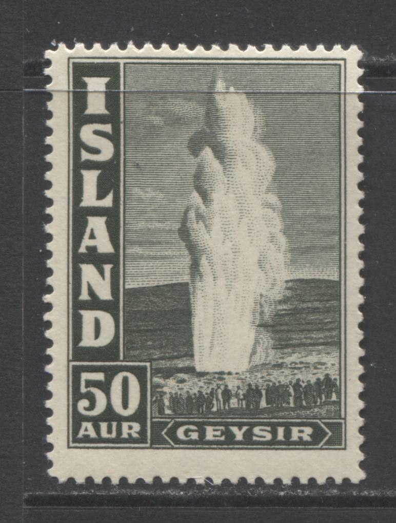 Lot 30 Iceland SC#208 50a Gray 1938-1947 Geysers Issue, A FNH Example, Click on Listing to See ALL Pictures