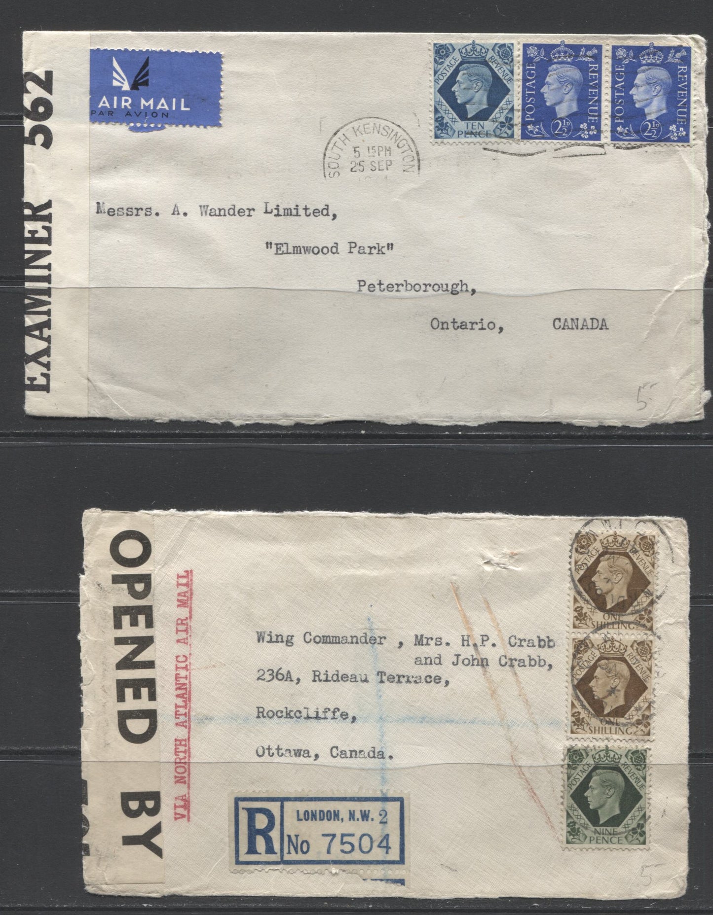 Lot 303 Great Britain, 1940-1951 Censored & Regular Airmail Covers + A Front To Canada