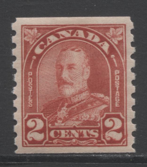 Lot 305 Canada #181 2c Deep Red King George V, 1930-1931 Arch/Leaf Issue, A VFOG Coil Single