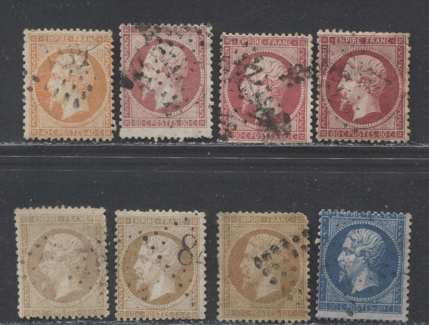 Lot 307 France SC#25-28b 1862-1871 Perforated Napoleon III Definitive Issue, A Good Used Range Of Singles, 2022 Scott Classic Cat. $149 USD, Net. Est. $18, Click on Listing to See ALL Pictures