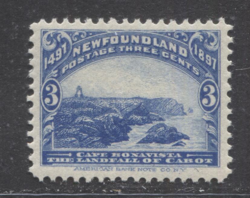 Lot 307 Newfoundland #63 3c Ultramarine Cape Bonavsta, 1897 Cabot Issue, A VFNH Single