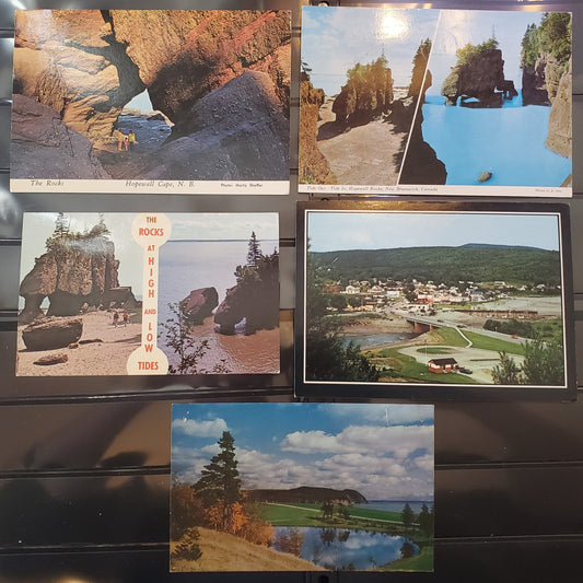 A Group of 5 Postcards From Alma, New Brunswick, Showing Hopewell Rocks, From The 1970's and 1980's, Overall VF, Net Est. $2