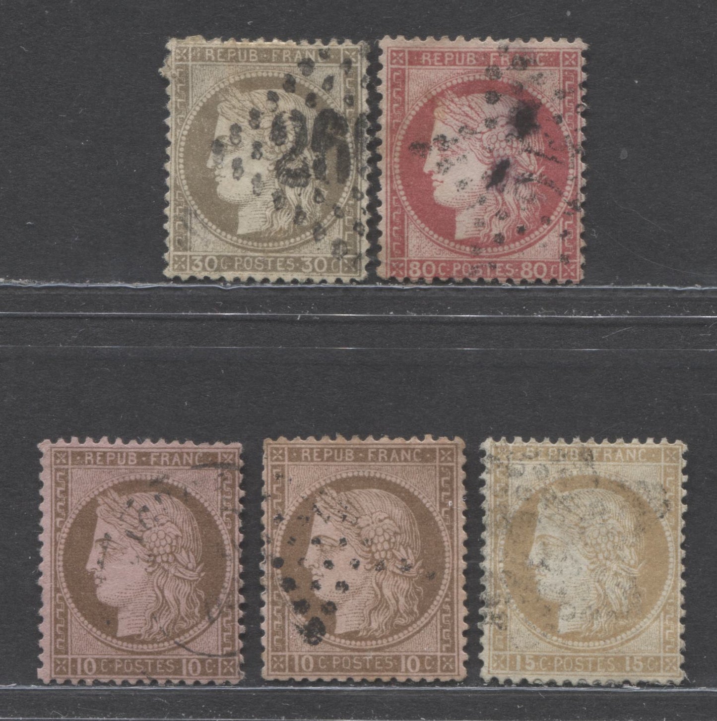Lot 31 France SC#60/63b 1872-1875 Perforated Bordeaux Issue With Large Numerals, A Fine Used Range Of Singles, Net Estimated Value $22 USD, Net Estimated Value $22, Click on Listing to See ALL Pictures