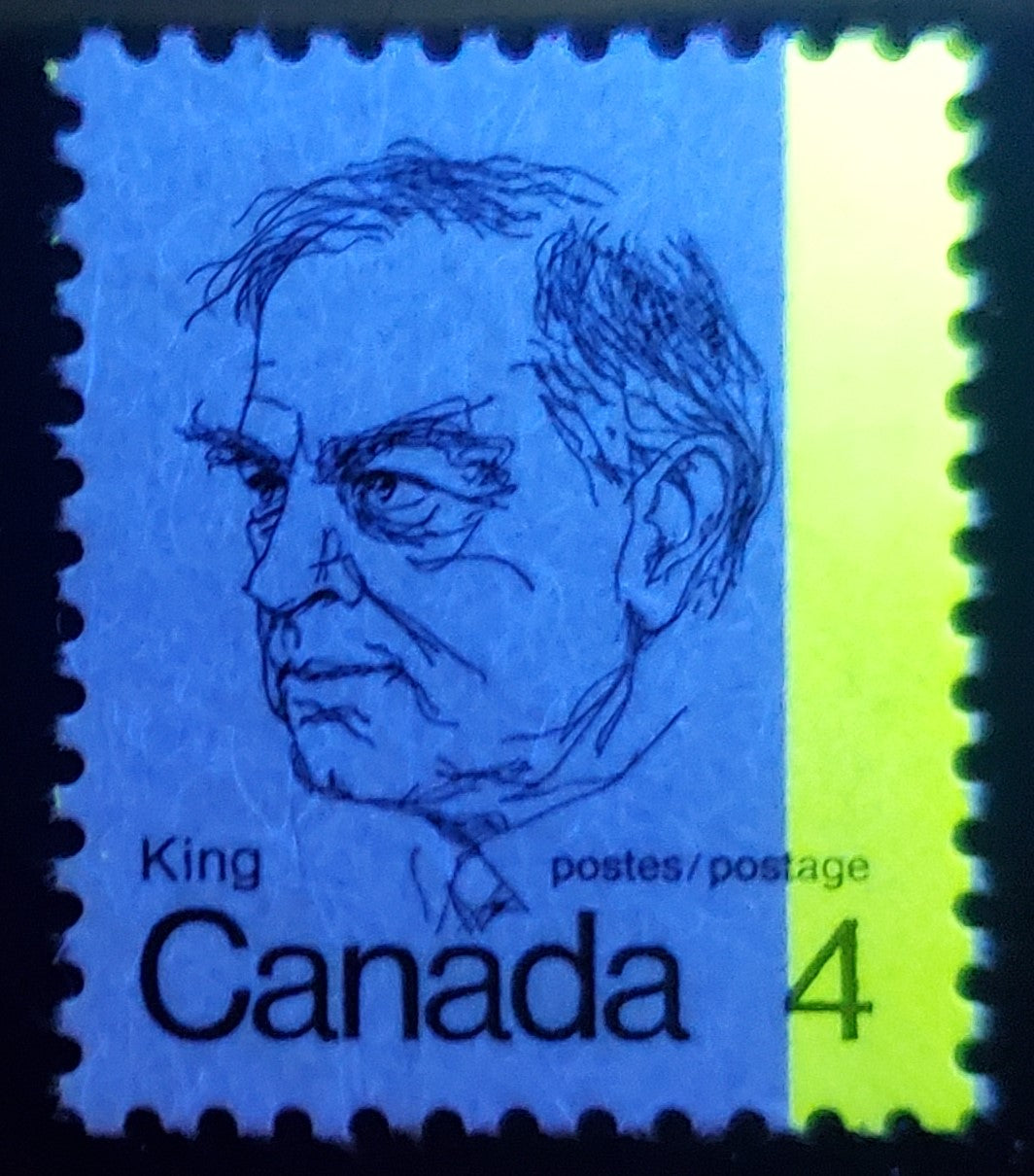 Lot 311 Canada #589viiT1 4c Black William Lyon Mackenzie King, 1972-1974 Caricature Issue, A FNH Single On HF Paper, G2aR Tagging Error