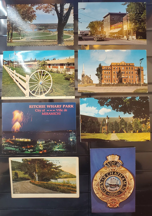 A Group of 8 Postcards From New Brunswick, Showing Various Views and Chatham Mayoral Arms, From The 1940's to 2000, Overall F/VF, Net Est. $4