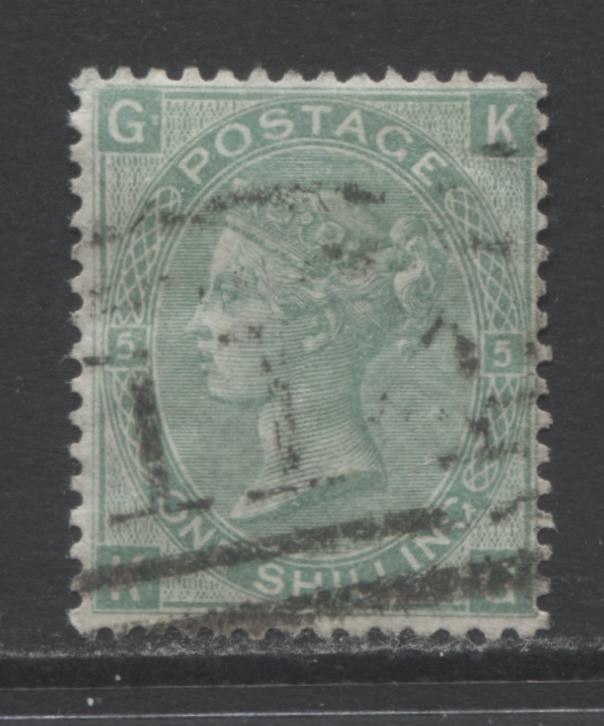 Lot 314 Great Britain SC#54 1sh Green 1867-1880 Queen Victoria Surface Printed, Spray of Rose Watermark, Large White Letters, A Very Fine Used Example, 2022 Scott Classic Cat. $40, Click on Listing to See ALL Pictures