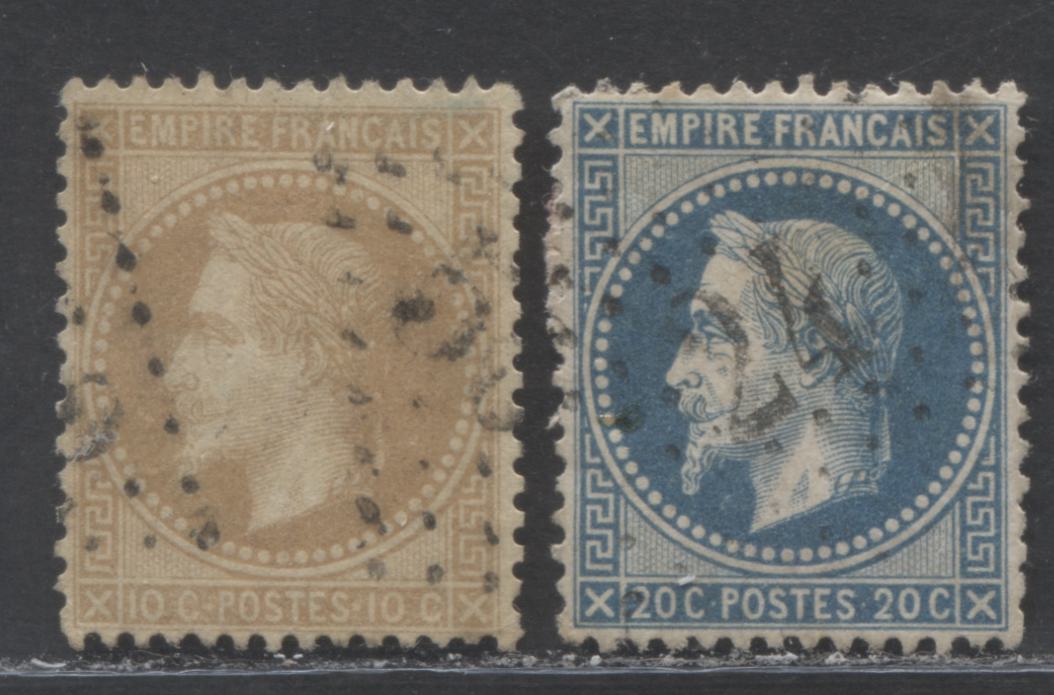 Lot 315 France SC#32-33 1863-1870 Perforated Laurel Wreath Napoleon III Definitive Issue, A Very Fine Used Range Of Singles, 2022 Scott Classic Cat. $6.55 USD, Click on Listing to See ALL Pictures