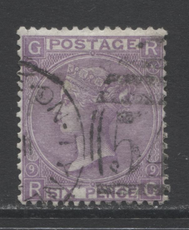 Lot 316 Great Britain SC#51 6p Red Violet 1867-1880 Queen Victoria Surface Printed Issue With Large White Letters and Spray of Rose Watermark, A Very Fine Used Example, 2022 Scott Classic Cat. $90, Click on Listing to See ALL Pictures