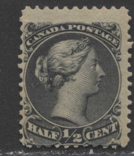 Lot 317 Canada #21vii 1/2c Black Queen Victoria, 1868-1897 Large Queen Issue, A VG Unused Example First Ottawa Printing, Perf. 12 x 12.1, Bothwell Paper (Duckworth Paper 6)