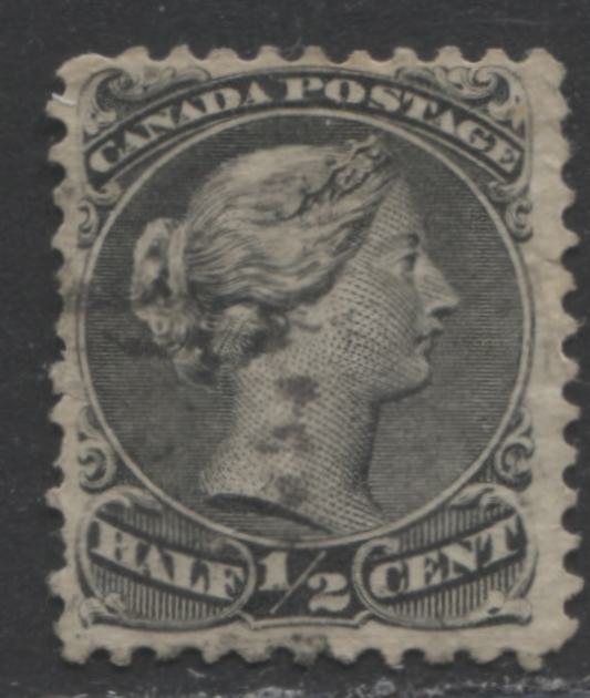 Lot 318 Canada #21vi 1/2c Grey Black Queen Victoria, 1868-1897 Large Queen Issue, A Good Used Example First Ottawa Printing, Perf. 11.9 x 12, Duckworth Paper 4