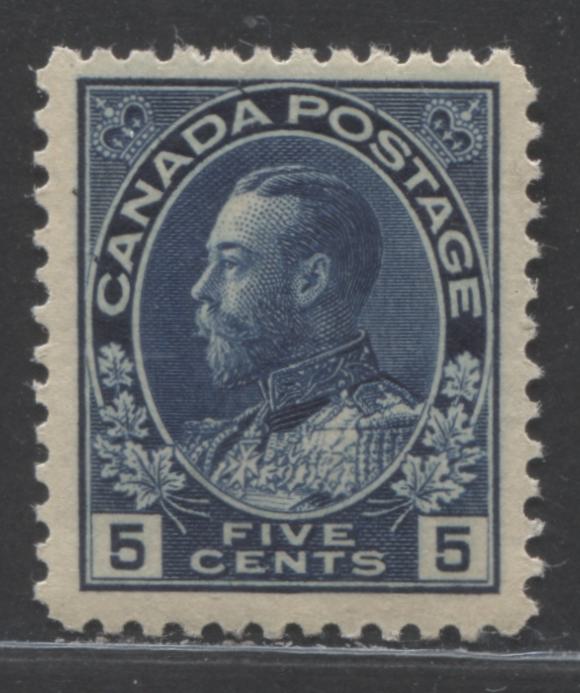 Lot 319 Canada #111 5c Dark Blue King George V, 1911-1925 Admiral Issue, A VFNH Single