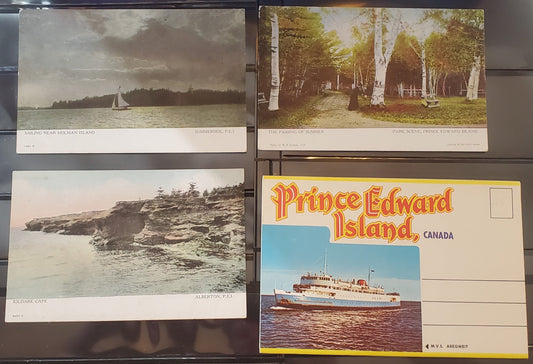 A Group of 3 Postcards and a Souvenir Postcard Folder From Prince Edward Island, Showing Various Views and Tourist Attractions, From The 1960's and 1910's, Overall VF, Net Est. $10