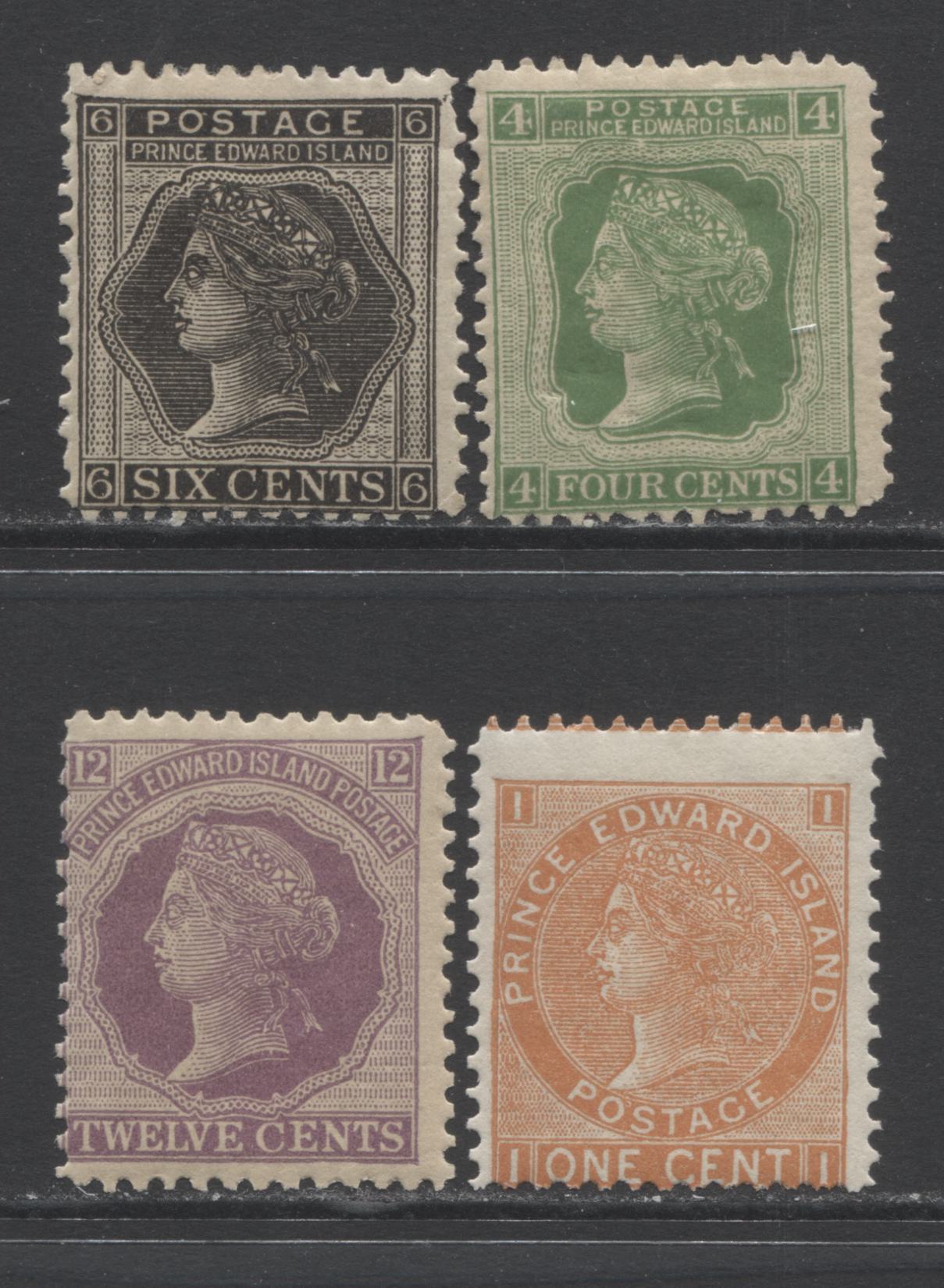 Lot 320 PEI #11, 14-16 1c - 12c Brown Orange - Violet Queen Victoria, 1872 Cents Issue, 4 VGOG Singles