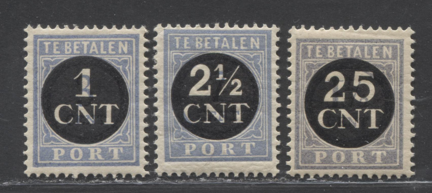 Lot 32 Netherlands  SC#J72-J74 1921-1924 Postage Dues, A VFOG Range Of Singles, 2017 Scott Cat. $9.95 USD, Click on Listing to See ALL Pictures