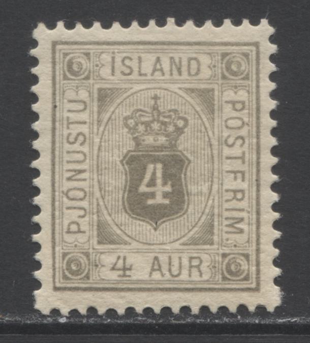 Lot 32 Iceland SC#O11 4a Gray 1901 Officials, A VFOG Example, Click on Listing to See ALL Pictures