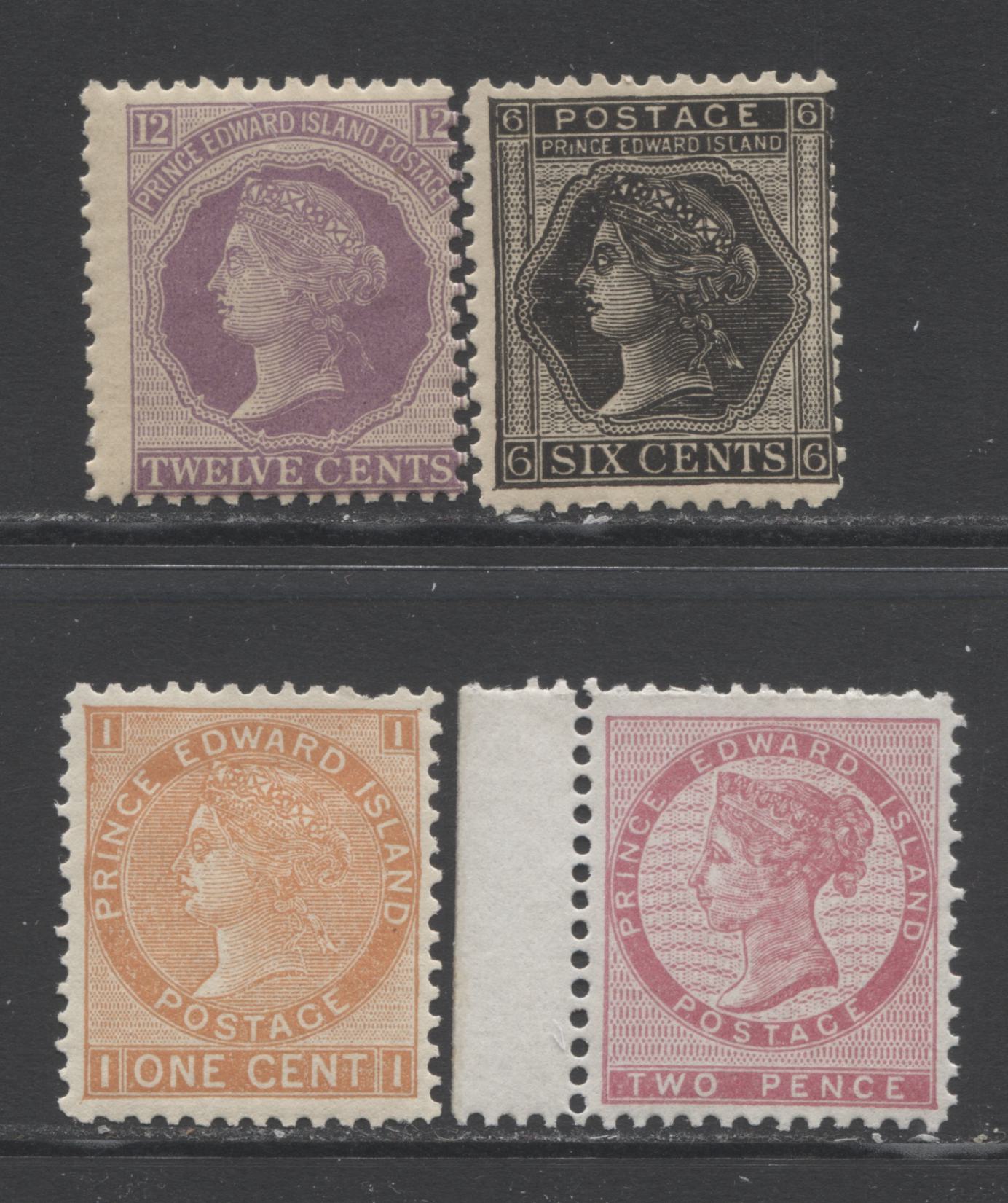 Lot 321 PEI #5, 11, 15-16 2d - 12c Rose - Violet Queen Victoria, 1862-1872 Pence & Cents Issue, 4 Very Good - Fine NH Singles