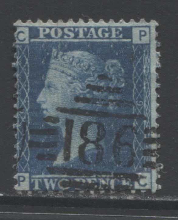 Lot 321 Great Britain SC#29 2p Blue 1858-1869 Queen Victoria Line Engraved Issue With Letters in All Corners, A Fine Used Example of Plate 9, 2022 Scott Classic Cat. $12.50, Click on Listing to See ALL Pictures