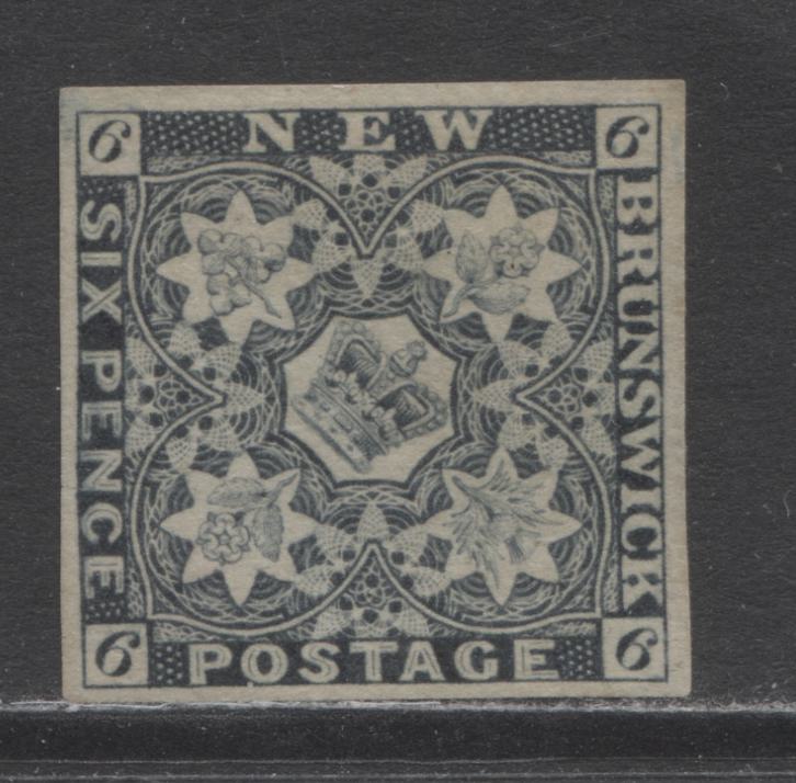 Lot 324 New Brunswick #2R 6d Violet Black Crown and Flowers, 1851 Pence Issue, A VF Unused Example  ,Reprint